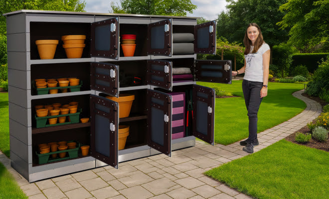 HPL Gartenschrank in großen Garten