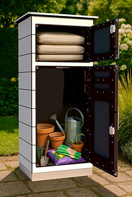 HPL Gartenschrank zum Verstauen von Auflagekissen und Tontöpfe