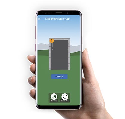 Öffnen der Paketbox per App. Paketkasten App für Benachrichtigungen und Freigaben